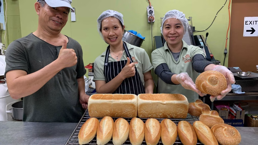 Freshly baked banh mi and pies at VG Bakery Cairns